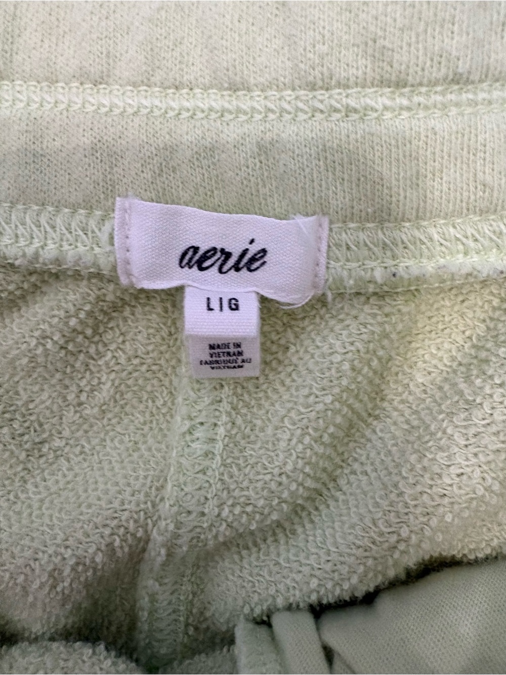 Aerie Poolside Terry Shorts Lime Green L 100% Cotton High Waisted Beach Lounge - Picture 5 of 11